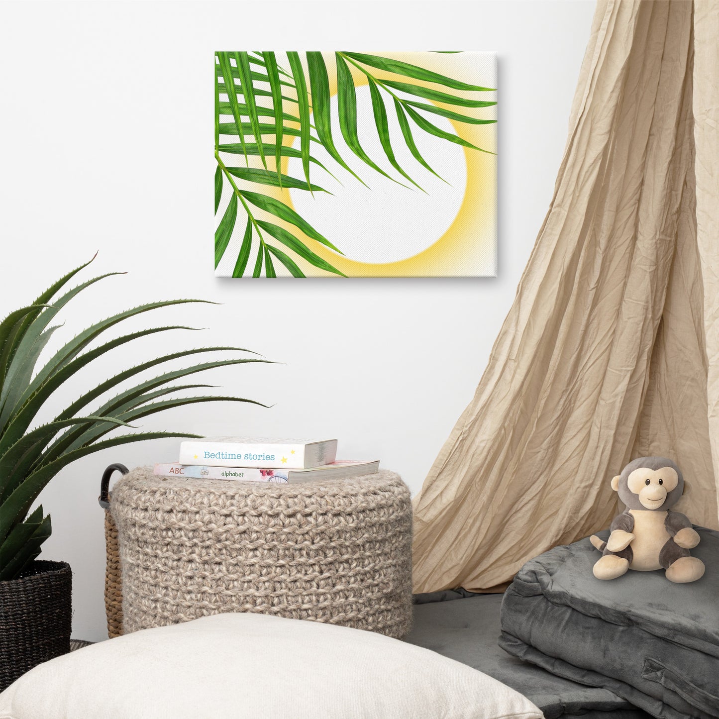 Wall art Canvas, with leaves and sun, wall deco