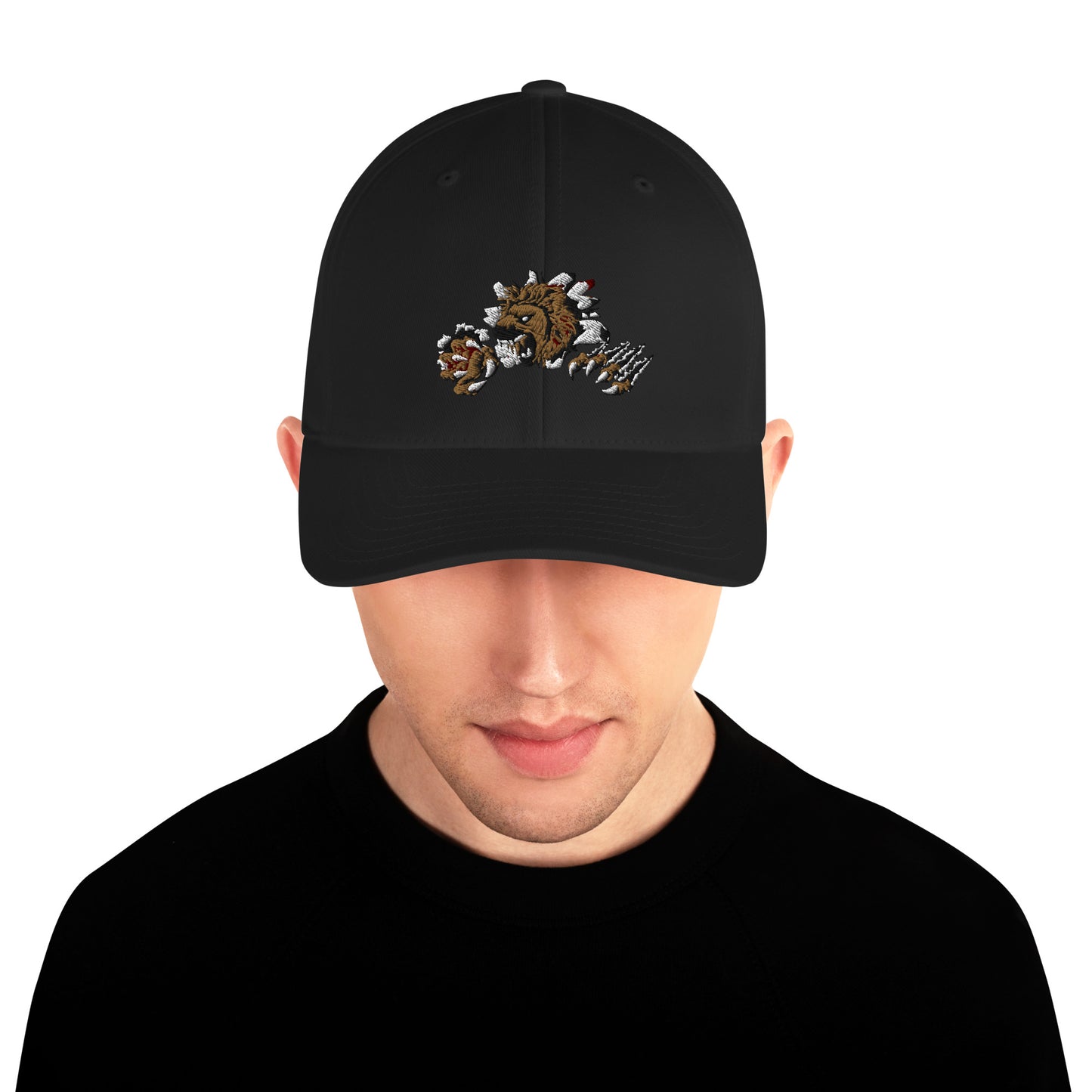 Lion Embroidered Structured Twill Cap