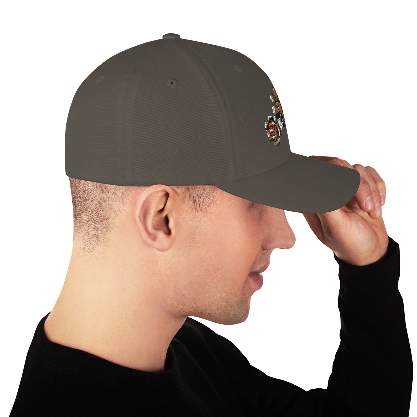 Lion Embroidered Structured Twill Cap