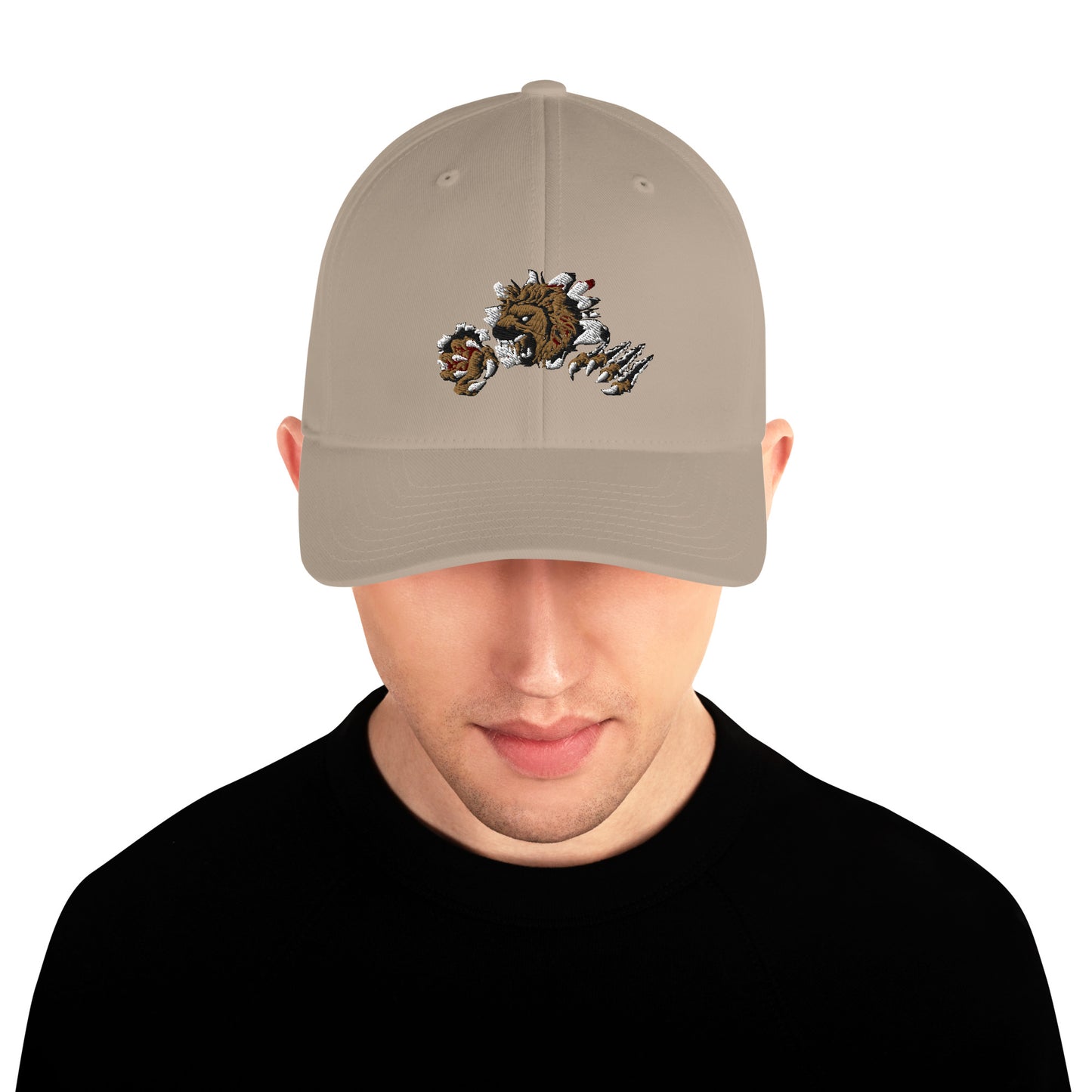 Lion Embroidered Structured Twill Cap