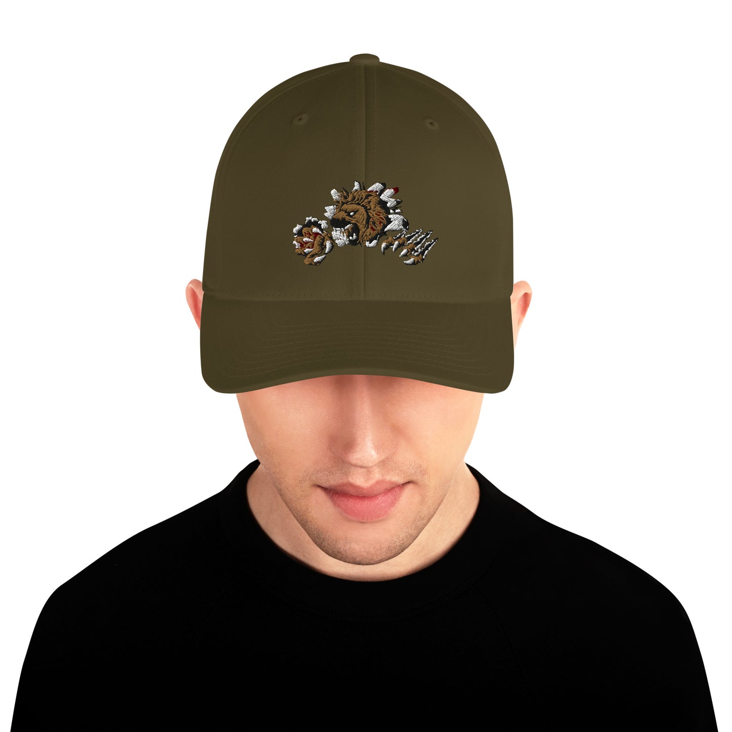 Lion Embroidered Structured Twill Cap