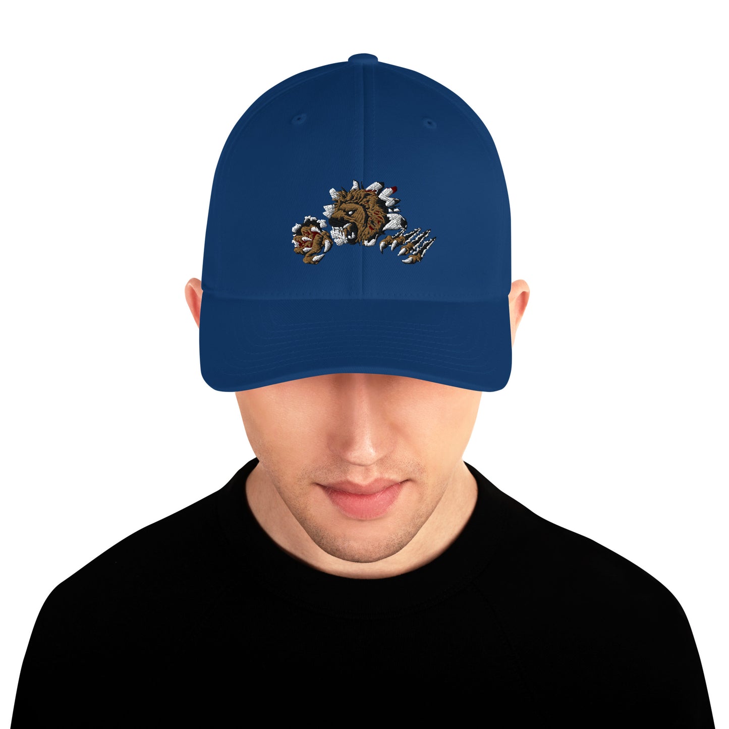 Lion Embroidered Structured Twill Cap