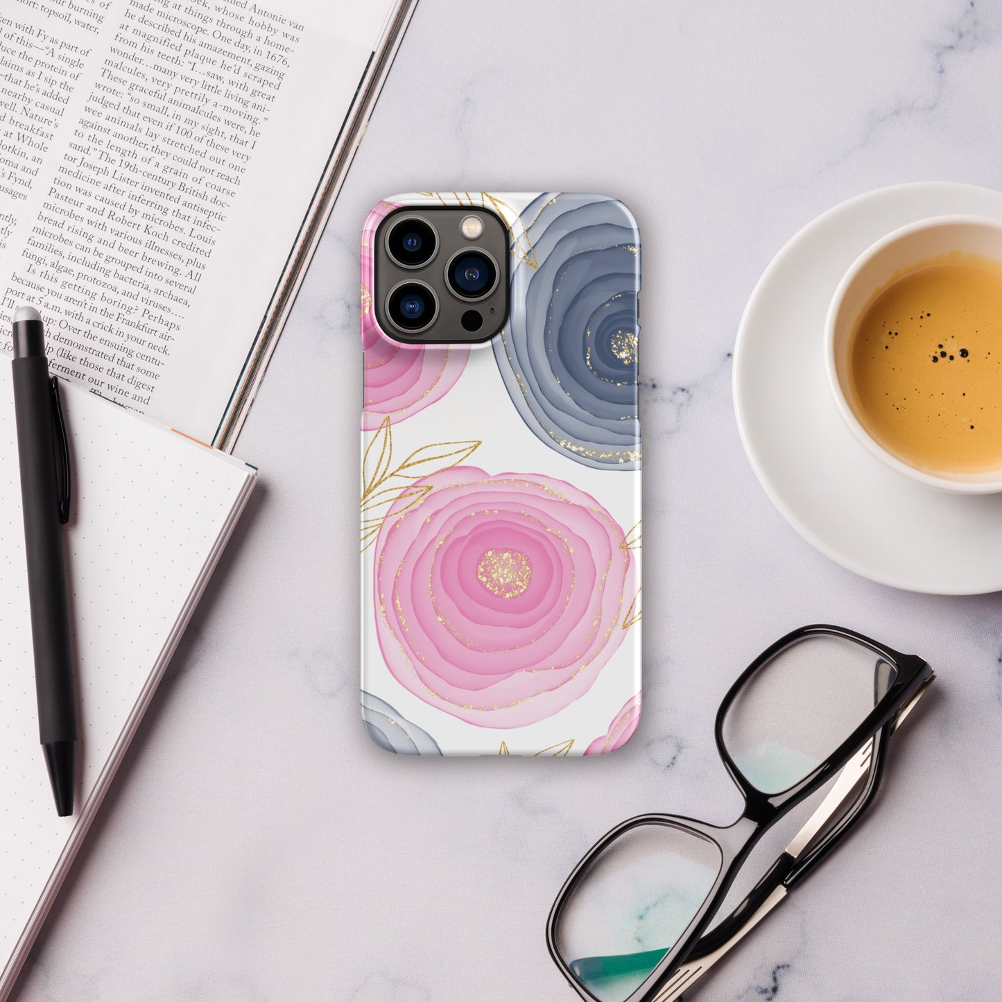 AbstractElegance Phone case Compatible and fits on iPhone 13 Pro Max (White and Pink)