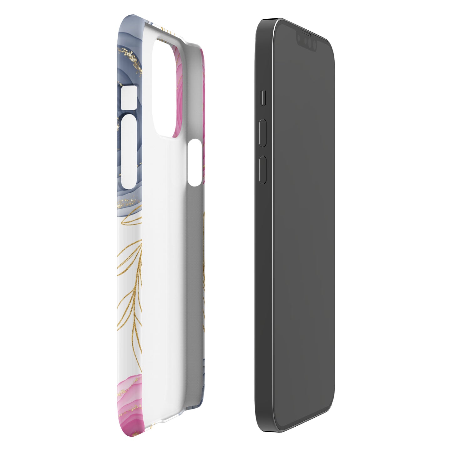 AbstractElegance Phone case Compatible and fits on iPhone 13 Pro Max (White and Pink)