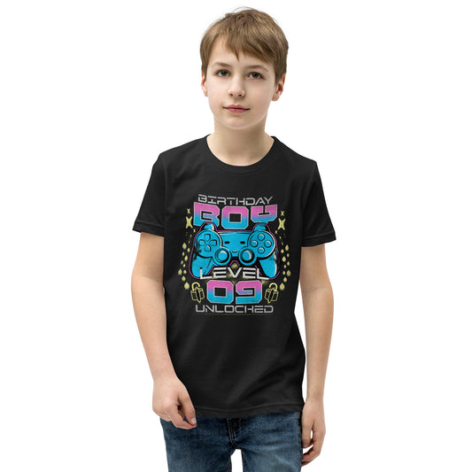 Level 9 Unlocked Video Game 9th Birthday Gamer Graphic Boys T-Shirt