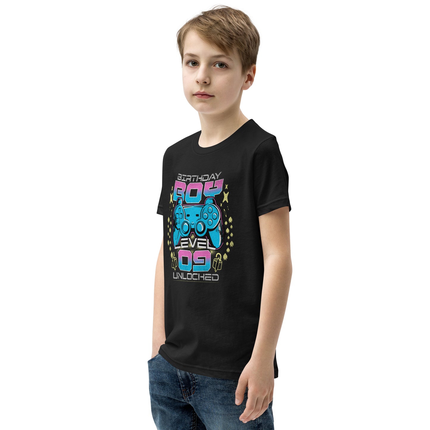 Level 9 Unlocked Video Game 9th Birthday Gamer Graphic Boys T-Shirt