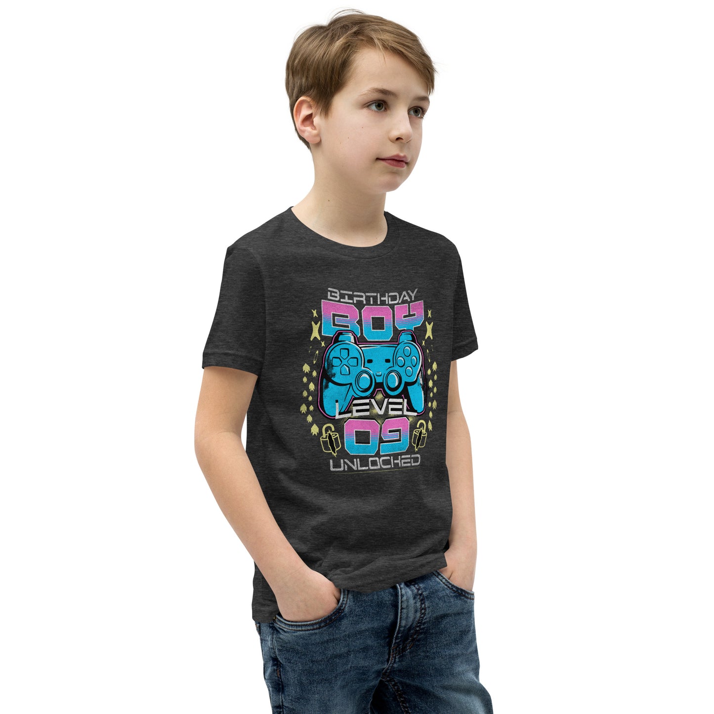 Level 9 Unlocked Video Game 9th Birthday Gamer Graphic Boys T-Shirt